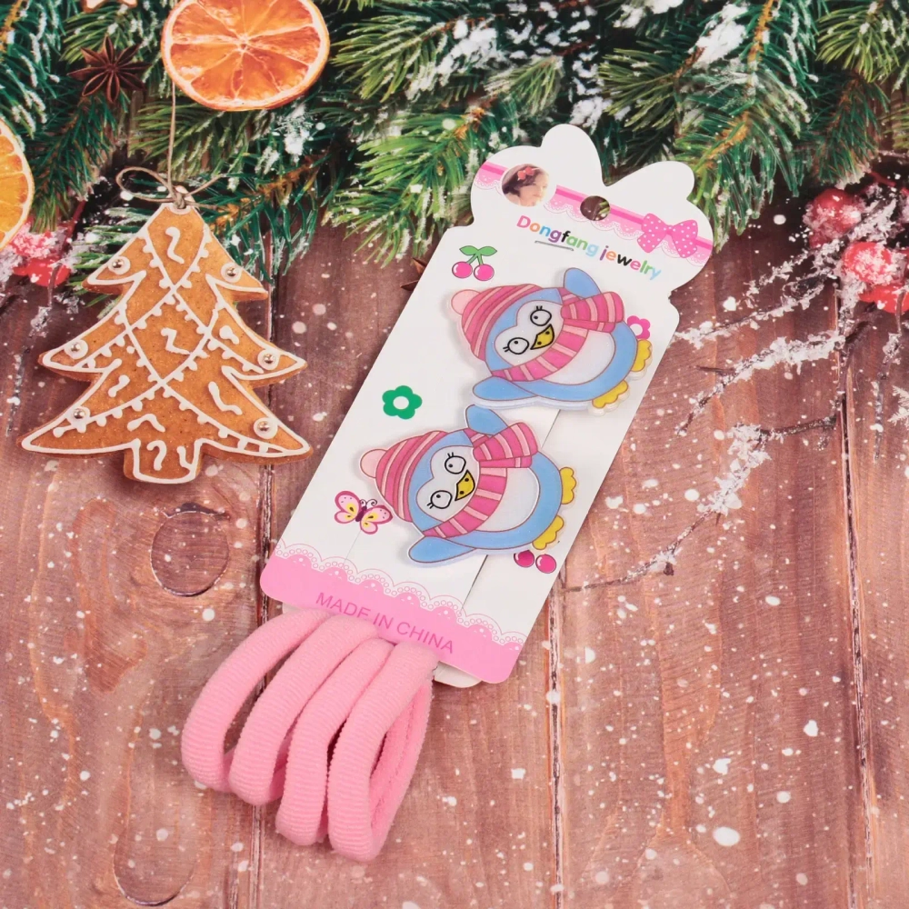 Аксессуары для волос детские 6шт «БИСКВИТ», Пингвин,14*6см