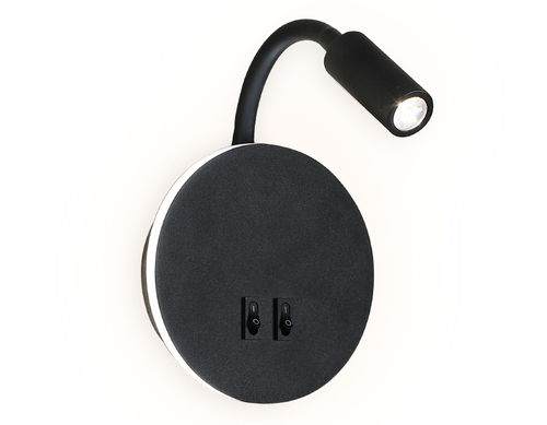 Настенный светодиодный светильник с выключателем FW296 SBK черный песок LED 6400К+4200K 6W+3W D150*163