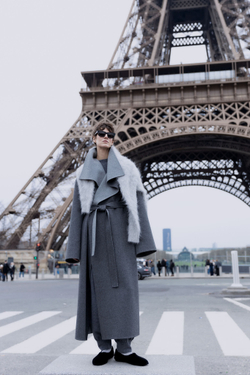 Пальто двустороннее из шерсти Берберри серый-темно-серый