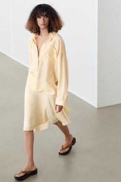 Massimo Dutti Рубашка из 100% шелка, желтый