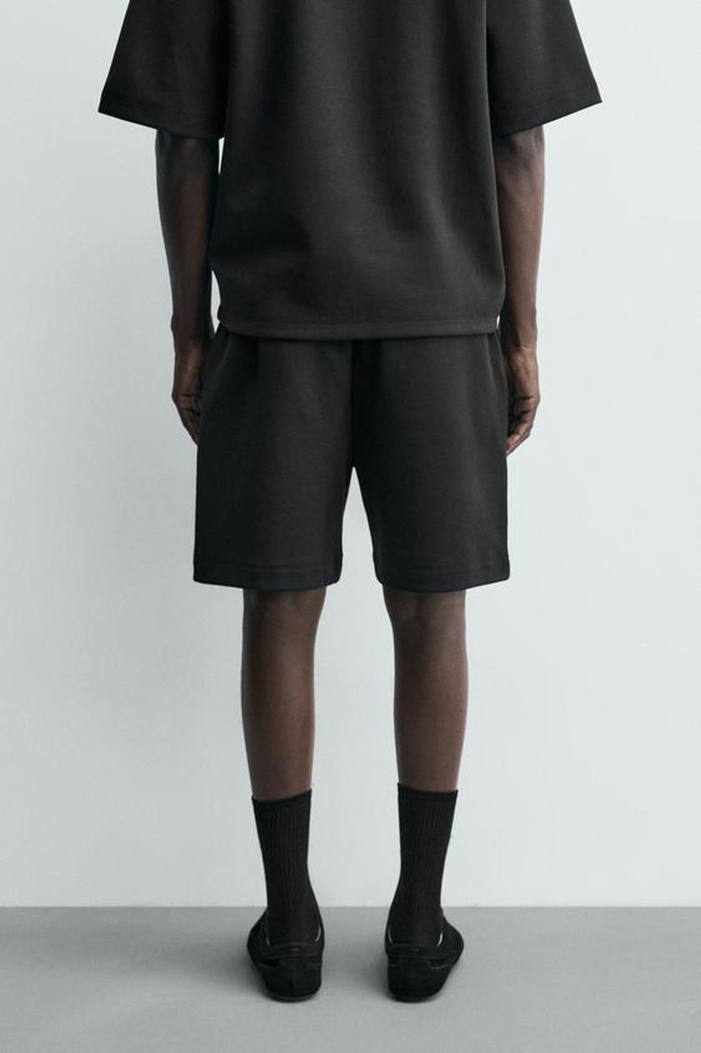 ZARA ШОРТЫ-ДЖОГГЕРЫ RELAXED FIT INTERLOCK, ЧЕРНЫЙ