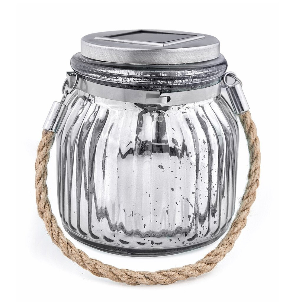 Садовый светильник на солнечной батарее. Теплый свет. Silver Jar