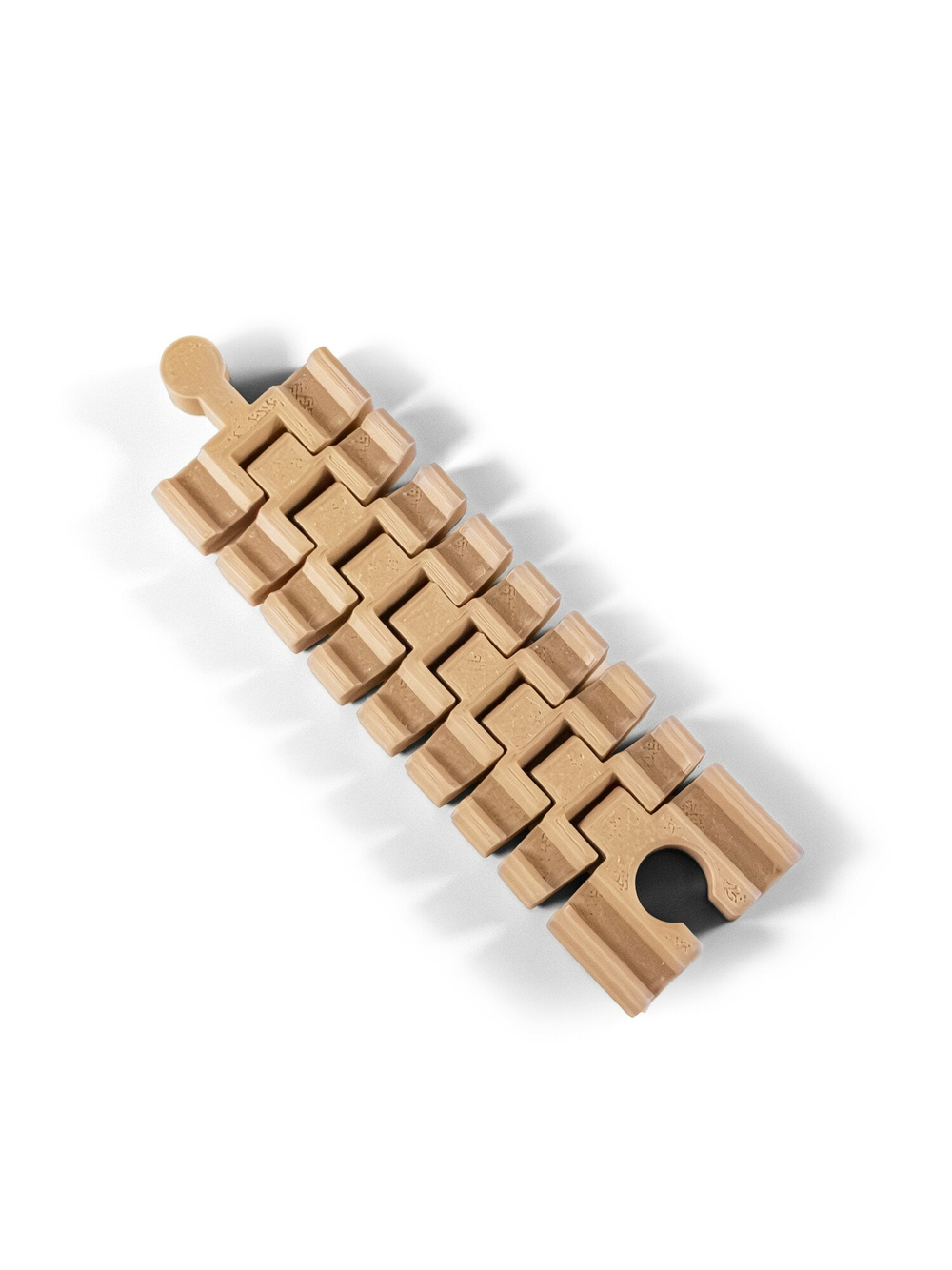 Гибкий соединитель для деревянной железной дороги ИКЕЯ (IKEA), рельсы 3D печать, 14 см., (папа-мама), бежевый