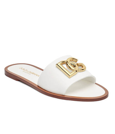 Кожаные шлепанцы Dolce & Gabbana - белый(CQ0619 AW576)