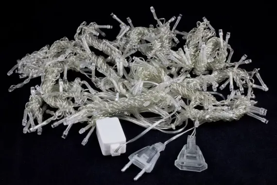 Занавес с мерцающим диодом 2*2 м., 220V, 240 разноцветных LED ламп, прозрачный провод, Winner Light (m.03.5T.240+)