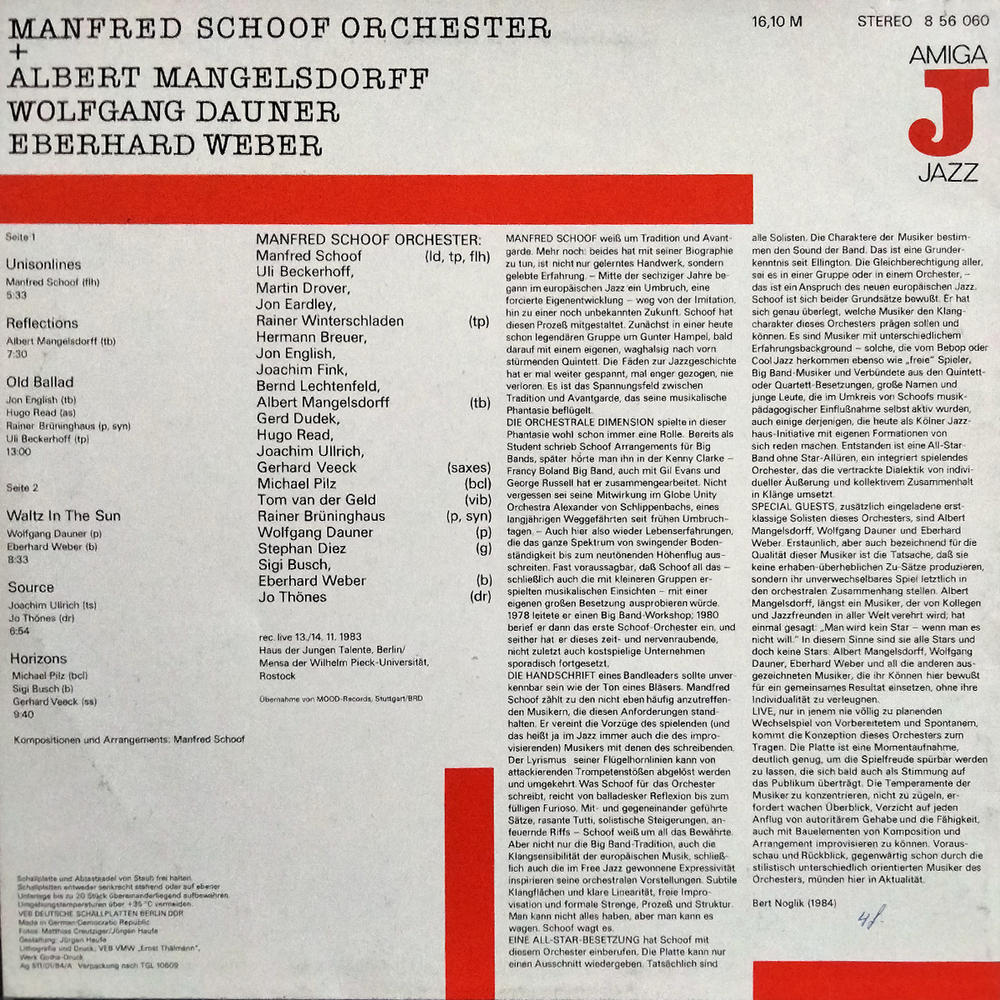 Manfred Schoof Orchester / Albert Mangelsdorff, Wolfgang Dauner, Eberhard Weber (LP)