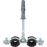 Хомут для труб двухвинтовой сдвоенный STOUT - 3/8" (15-19 мм, с шпилькой и дюбелем)