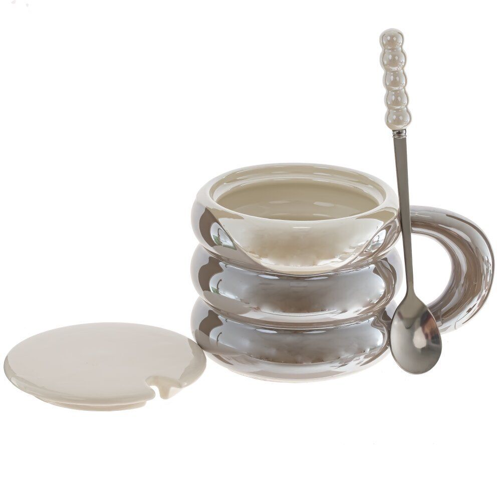 GAEM Кружка с крышкой и ложкой, 420 мл, L9,5 W9,5 H8 см, 4в.