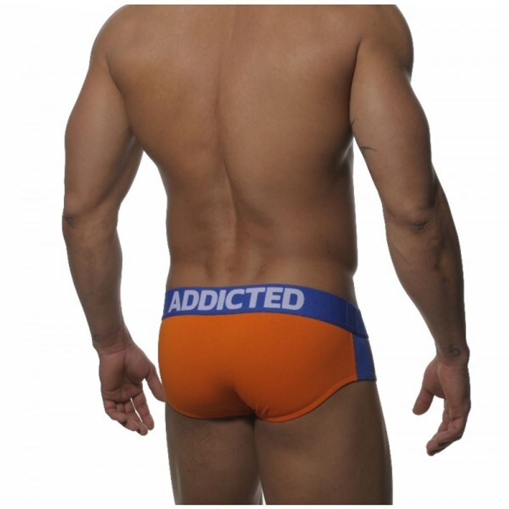 Мужские трусы брифы оранжевые Addicted orange sportive stripes brief H71