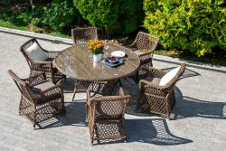 "Эспрессо–150 L" обеденная группа плетеная, цвет коричневый