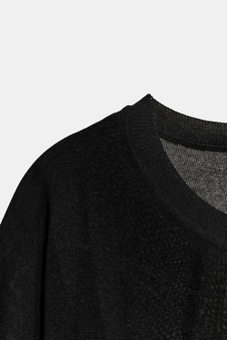 ZARA ТОП ИЗ ТОНКОГО ТРИКОТАЖА С КОРОТКИМ РУКАВОМ, ЧЕРНЫЙ