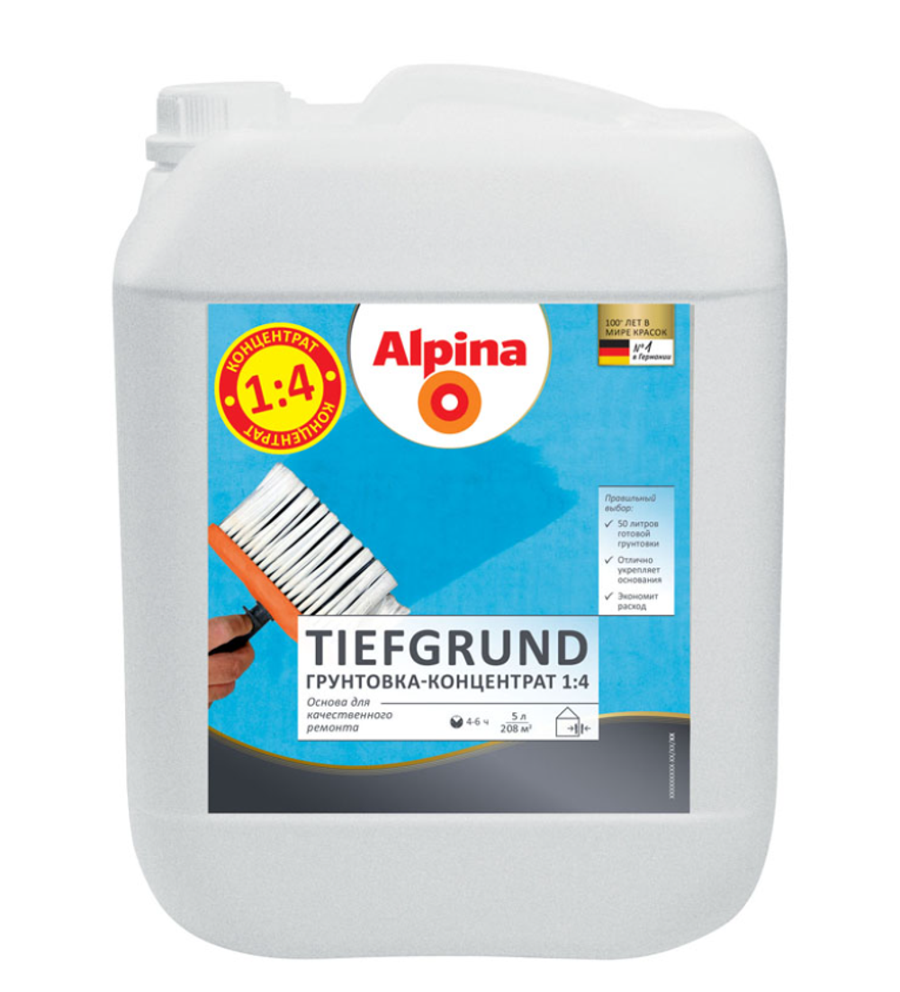 ГРУНТОВКА НВ П 1 Д ALPINA TIEFGRUND КОНЦЕНТРАТ 5Л/5,10КГ