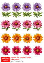 Трансфер переводной - декаль для свечей и гипса цветочки 016 А5