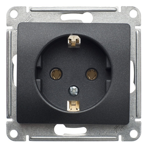 Розетка с заземлением 16А механизм SE Glossa, антрацит GSL000743