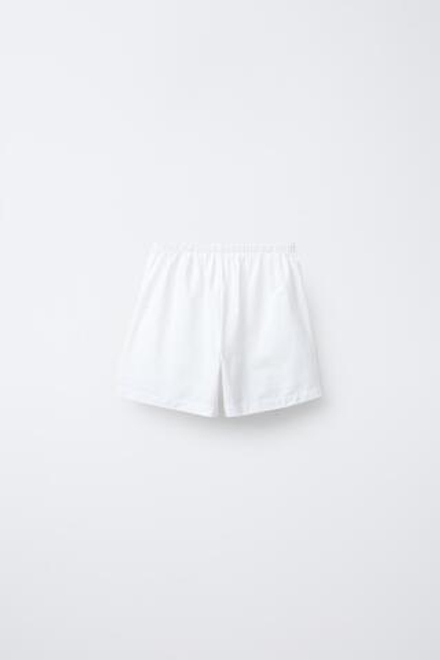ZARA ШОРТЫ С УЗОРОМ ИЗ БИСЕРА, БЕЛЫЙ