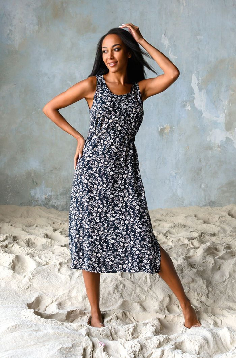 Длинное платье Nina с принтом (Размер: M) (Цвет: терракотовый)