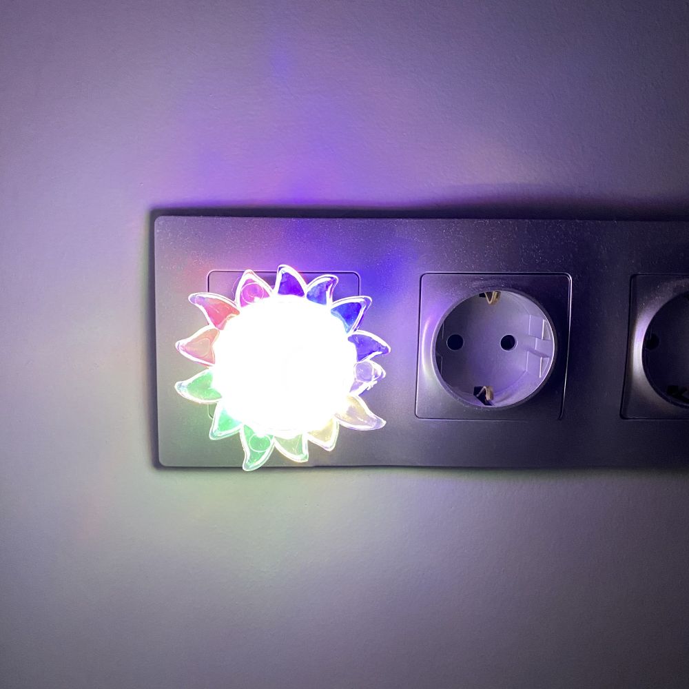 DTL-308-Подсолнух-RGB-4LED-0.5W Светильник-ночник. Выключатель на корпусе. Блистер