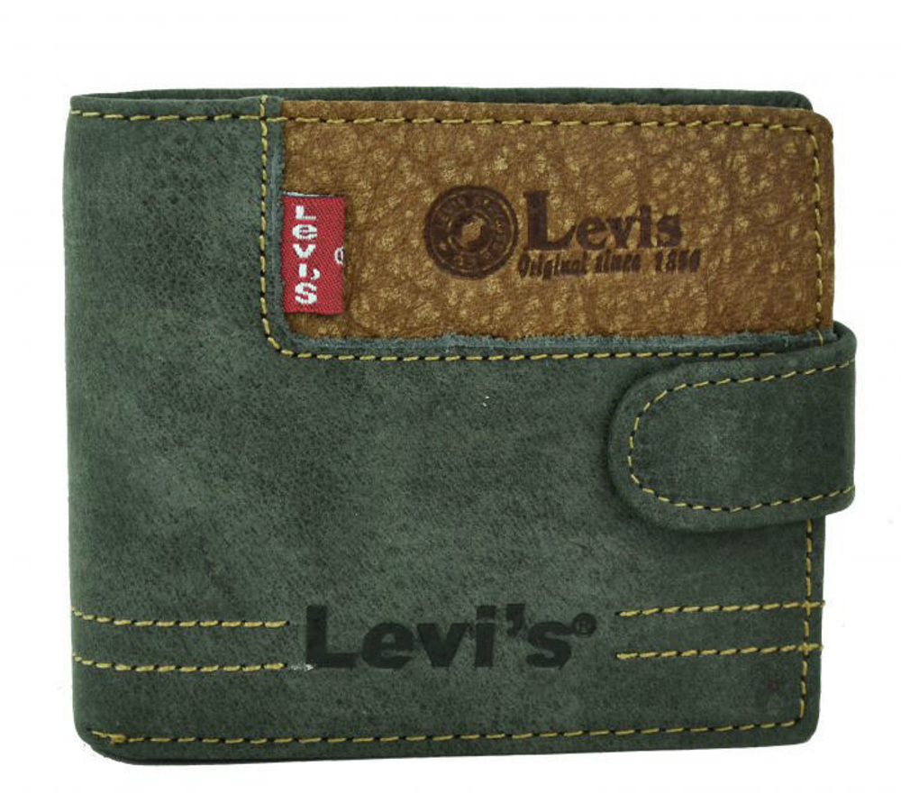Мужской молодёжный серый кошелёк из натуральной шершавой кожи Levi's (копия) LV-1827