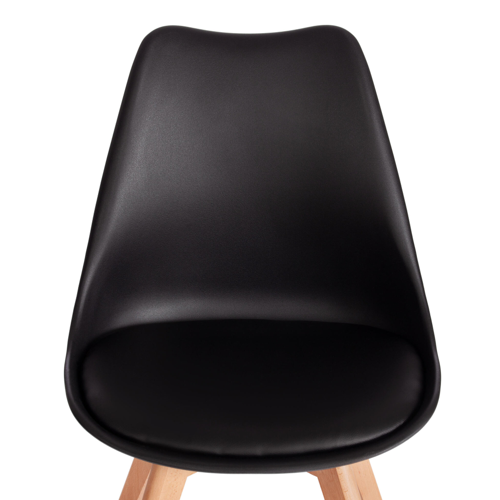 Стул TULIP (mod. 73-1) дерево/пластик/экокожа, 47,5x55x80 см, Черный (Black)
