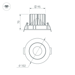Светильник MS-FORECAST-BUILT-TURN-R102-12W Warm3000 (WH-WH, 32 deg, 230V) (Arlight, IP20 Металл, 5 лет) 037188(1)