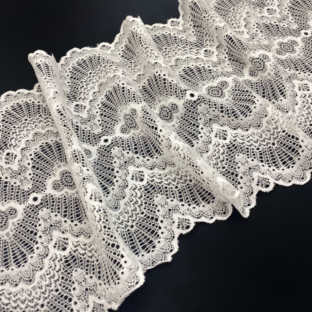 Кружево эластичное белый/серый 20 см