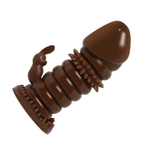 Коричневая стимулирующая насадка на пенис - 13 см. (Цвет: коричневый)