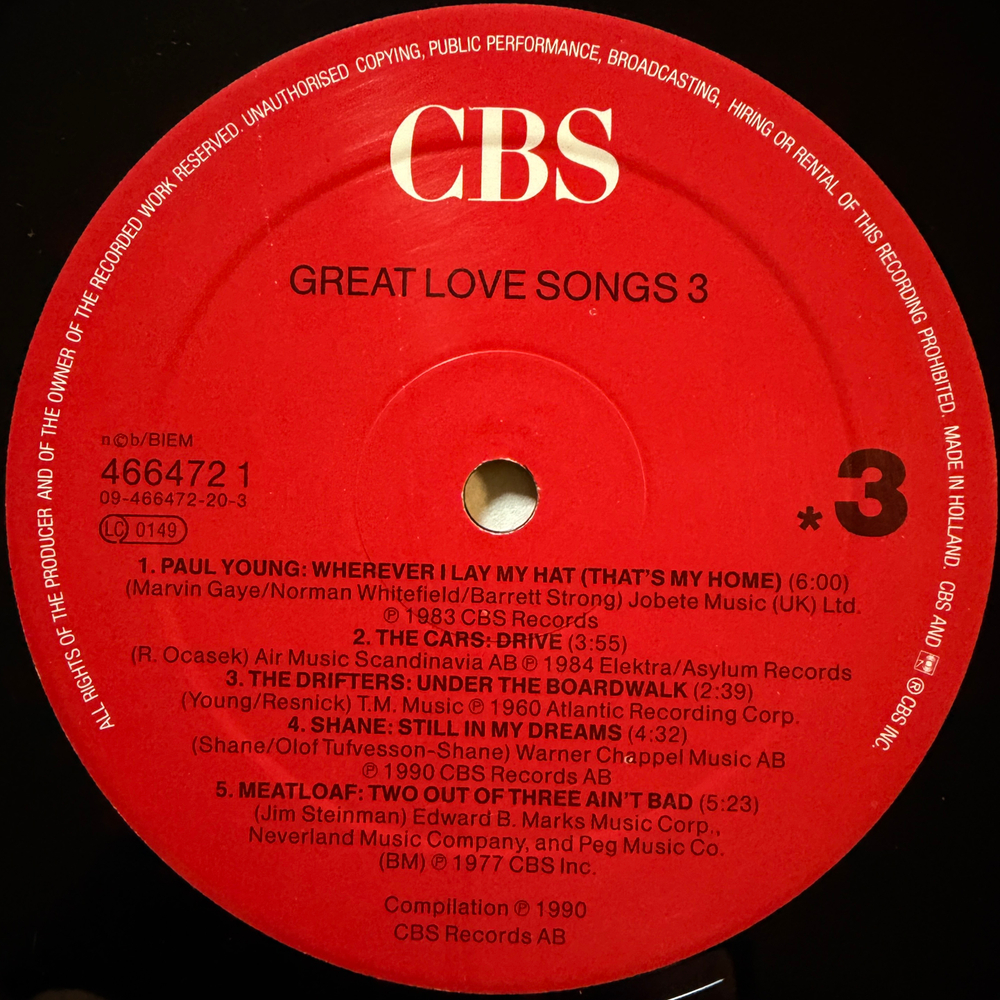 Сборник Great Love Songs 3 2LP (Голландия 1990г.)