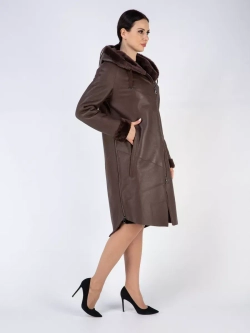 Дубленка зима натуральная удлиненная с капюшоном