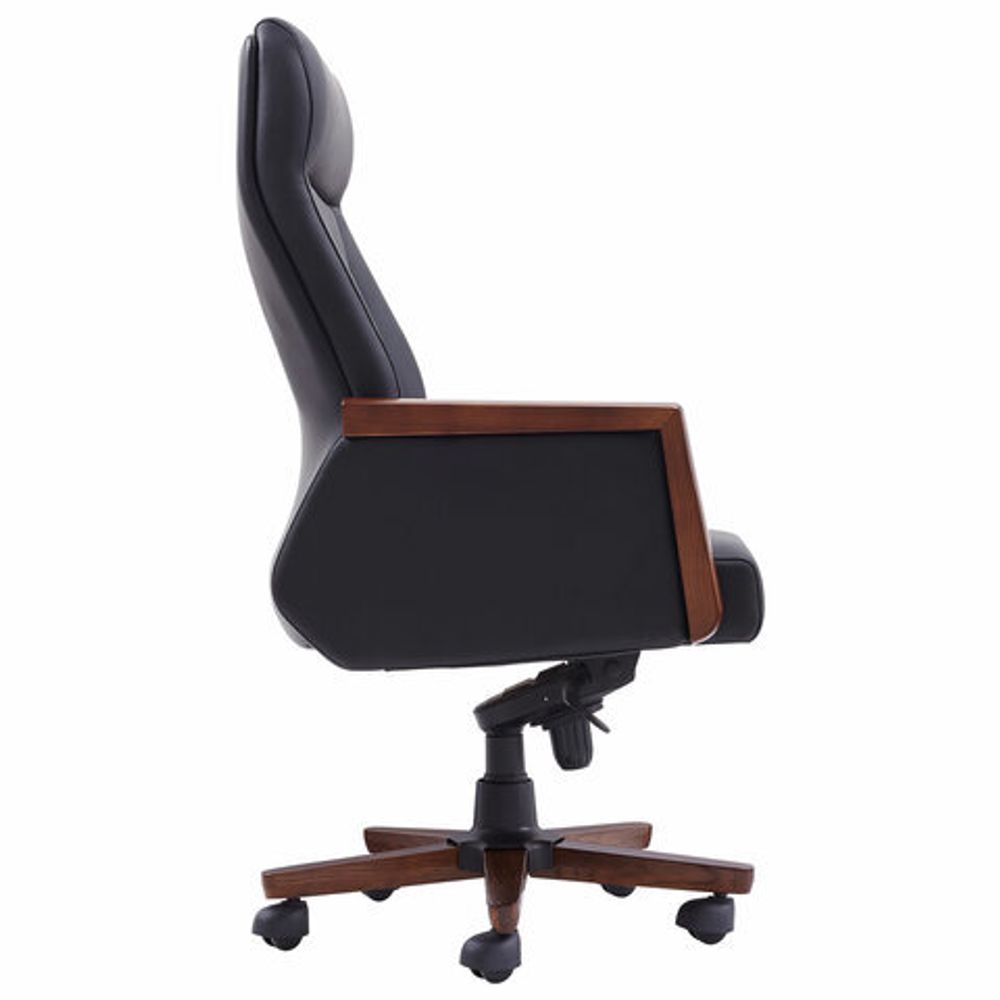 Кресло HAWASAN (ХАВАСАН) "Overlord EX-770", мультиблок, дерево, натуральная кожа, черное, 532934