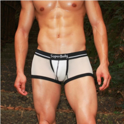 Мужские трусы хипсы белые в сетку Superbody White Transparent 18