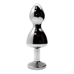 Металлическая анальная втулка 8,5см с синим кристаллом Cnex Wooomy Lollypop Double Ball Metal Plug Small Blue