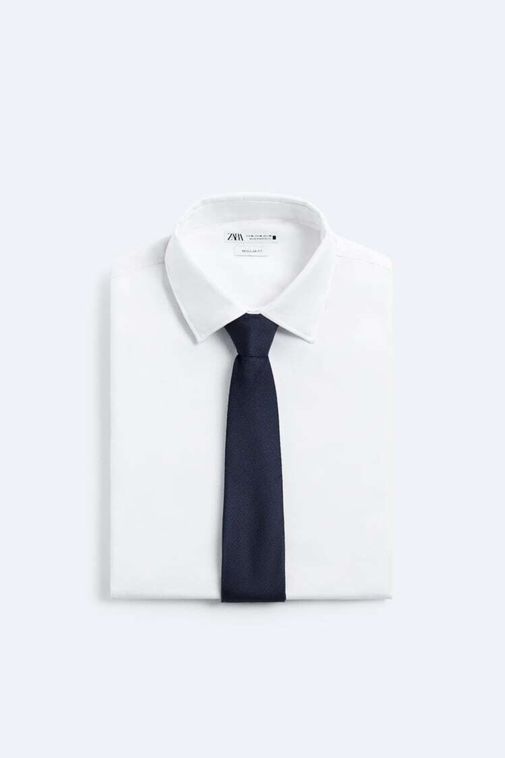 ZARA ГАЛСТУК ИЗ 100% ШЕЛКА С РЕЛЬЕФНЫМ УЗОРОМ, МОРСКОЙ СИНИЙ