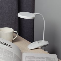 Настольный светильник ЭРА NLED-513-6W-W светодиодный аккумуляторный на прищепке белый