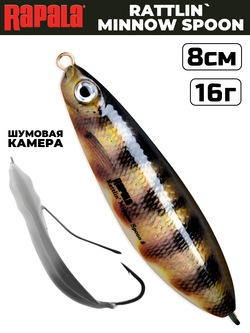 Незацепляйка RAPALA Rattlin' Minnow Spoon RMSR08 / 8 см, 16 г, цвет PEL