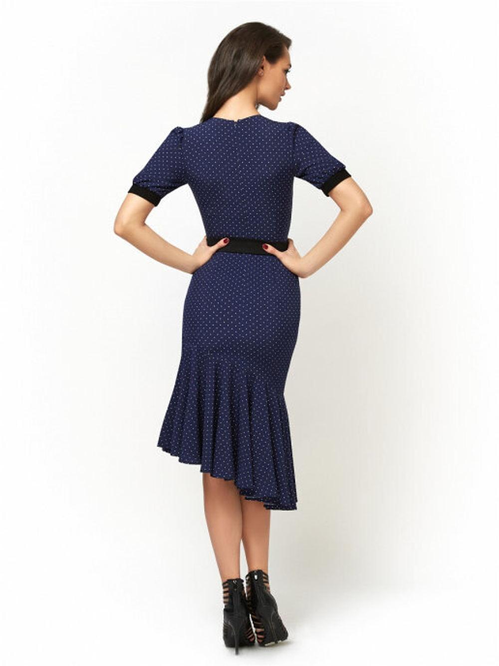 Платье в горох со складками на горловине 09-02-20 SS