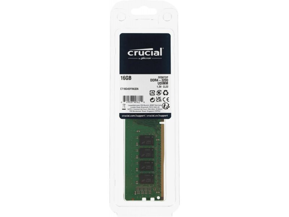 Оперативная память Crucial Classic CT16G4DFRA32A, DDR4 1х 16ГБ 3200 МГц, DIMM, OEM