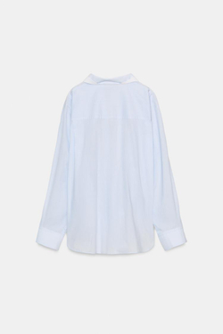 ZARA РУБАШКА ОВЕРСАЙЗ В ПОЛОСКУ С РУКАВОМ ЛЕТУЧАЯ МЫШЬ, СИНИЙ/БЕЛЫЙ