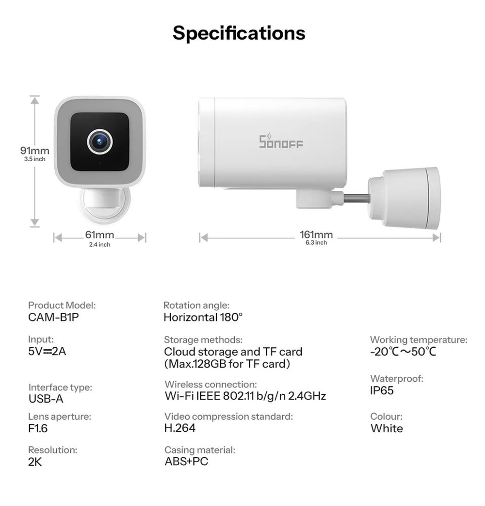Уличная поворотная IP-Камера SONOFF CAM-B1P
