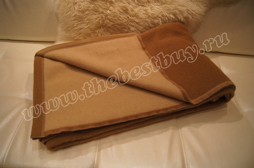 Одеяло тканое из 100% верблюжьей шерсти Gobi - 150x200  (шерстяное) (Арт.  B99cl10) - камел/бежевое (2-х стороннее)