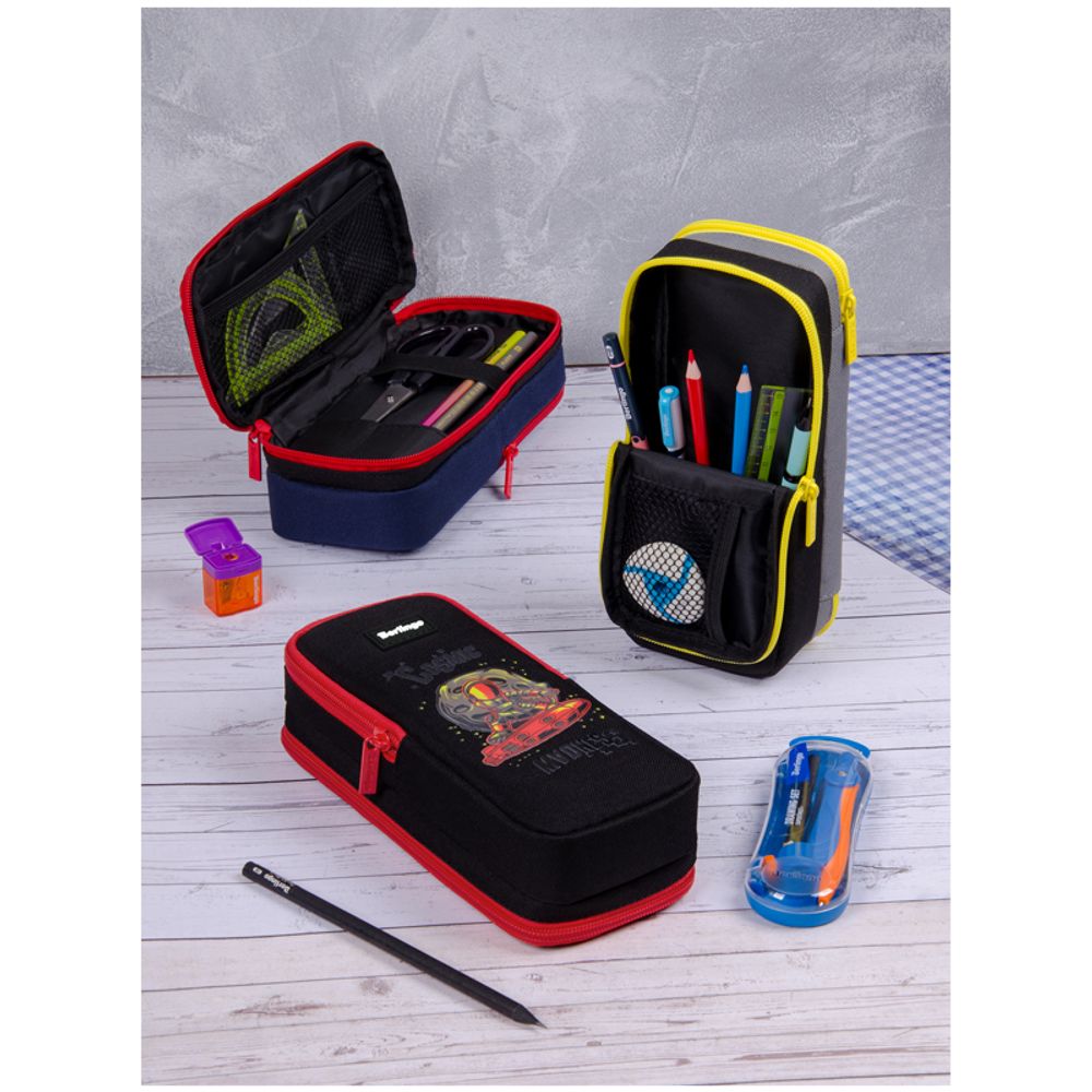 Пенал 2 отделения, 205*80*55 Berlingo "Astronaut", полиэстер, внутр. органайзер, магнит