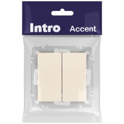 Переключатель Intro Accent 6-107-02 двойной, 10А-250В, IP20, СУ, AL/CU, слоновая кость