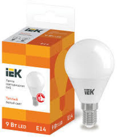 Лампочка светодиодная 9Вт Е14 IEK 3000К ШАРИК