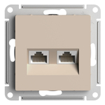 ATLASDESIGN РОЗЕТКА двойная компьютерная RJ45+RJ45, кат.5E, механизм, ПЕСОЧНЫЙ
