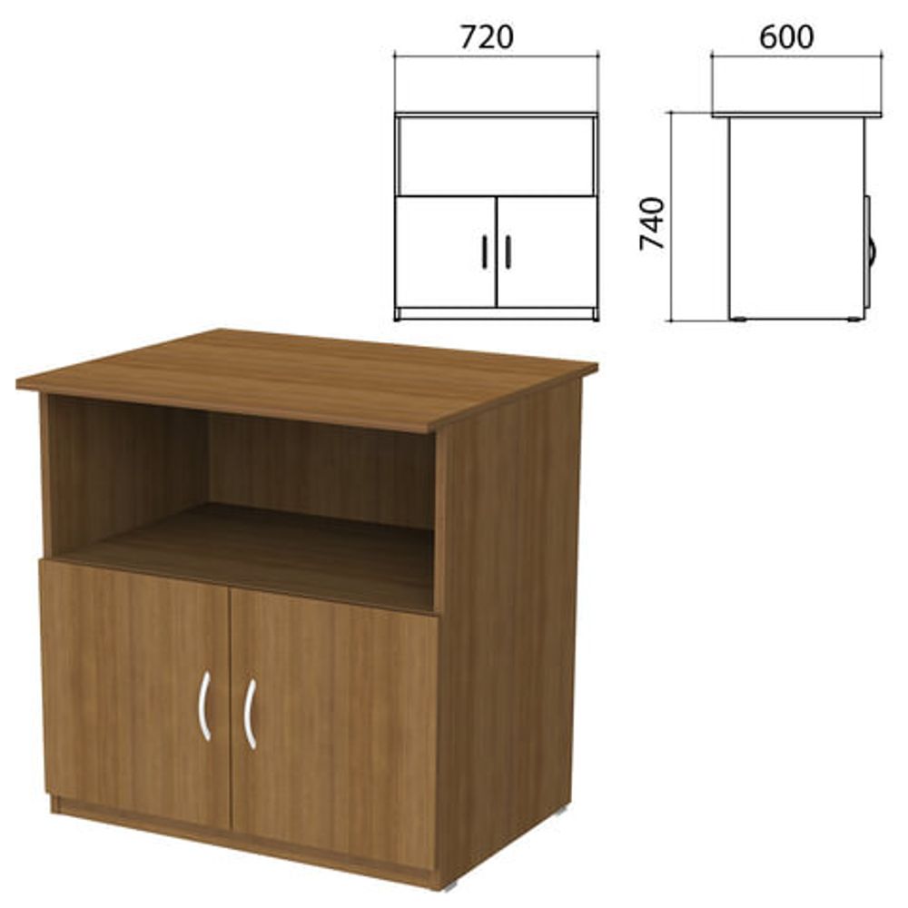 Тумба для оргтехники &quot;Бюджет&quot;, 720х600х740, 2 двери, орех французский, 402658-190