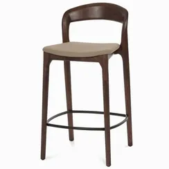 Полубарный стул Esse 65 см, темно-коричневый, бежево-серая водоотталкивающая обивка