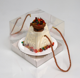 Коробка для бенто прозрачная с веревочными ручками 14×14×14 см