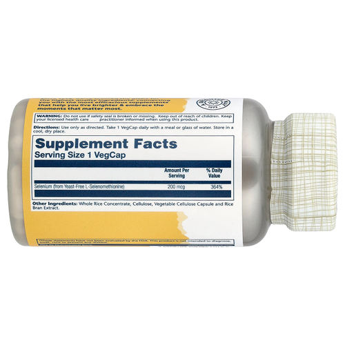 Solaray, Селен, 200 мкг, 90 капсул в растительной оболочке
