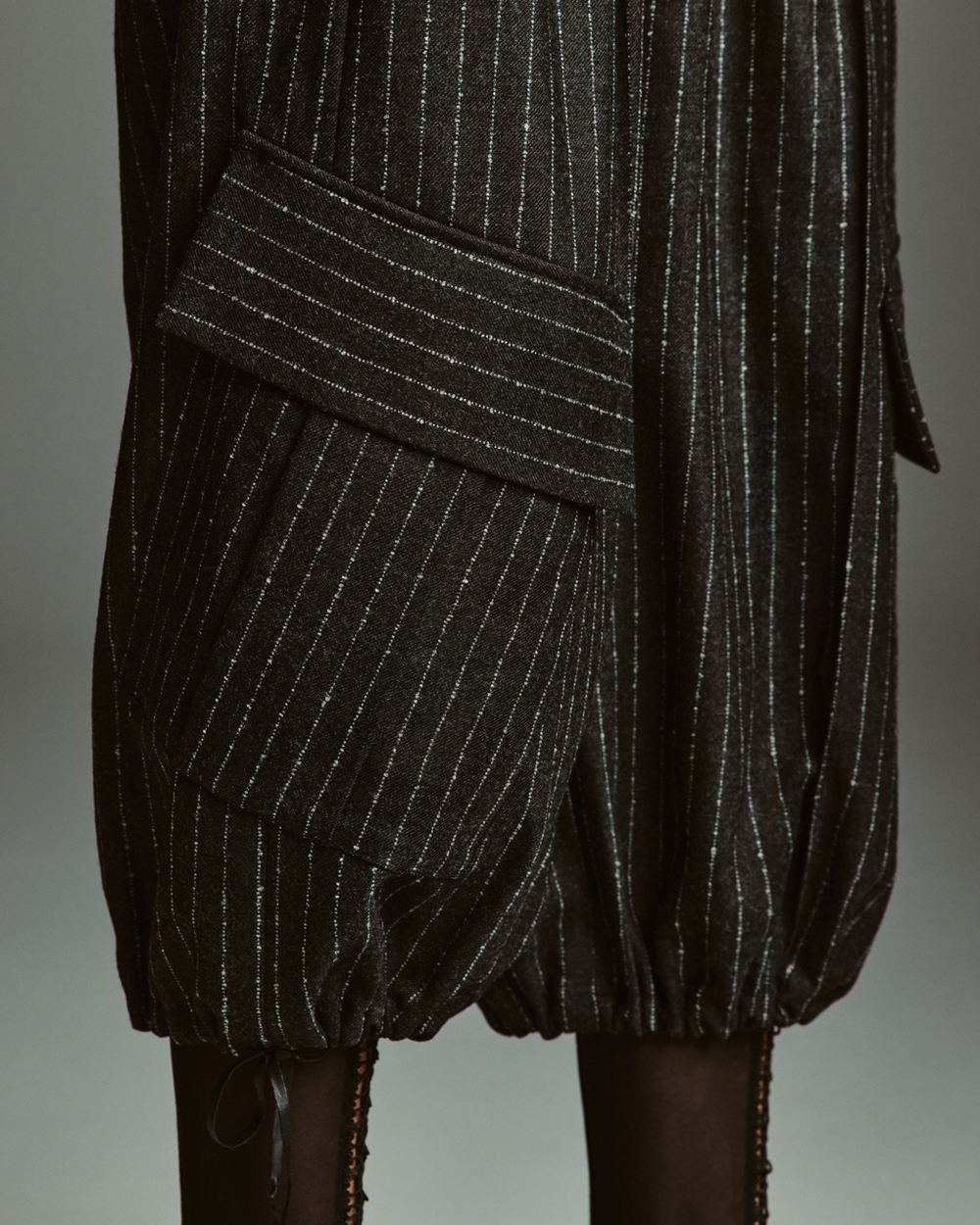 Бриджи из шерти в полоску М, Серые