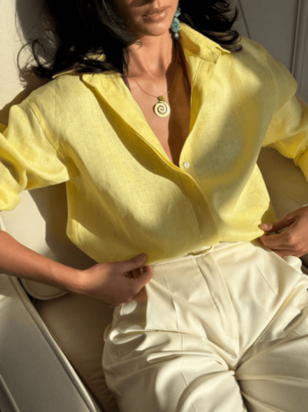 Рубашка Хельсинки желтый лен