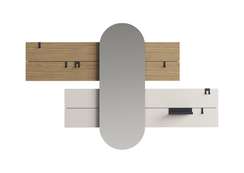 Вешалка Stripe L горизонтальная с зеркалом 60*160 см (натуральный дуб, дымка)